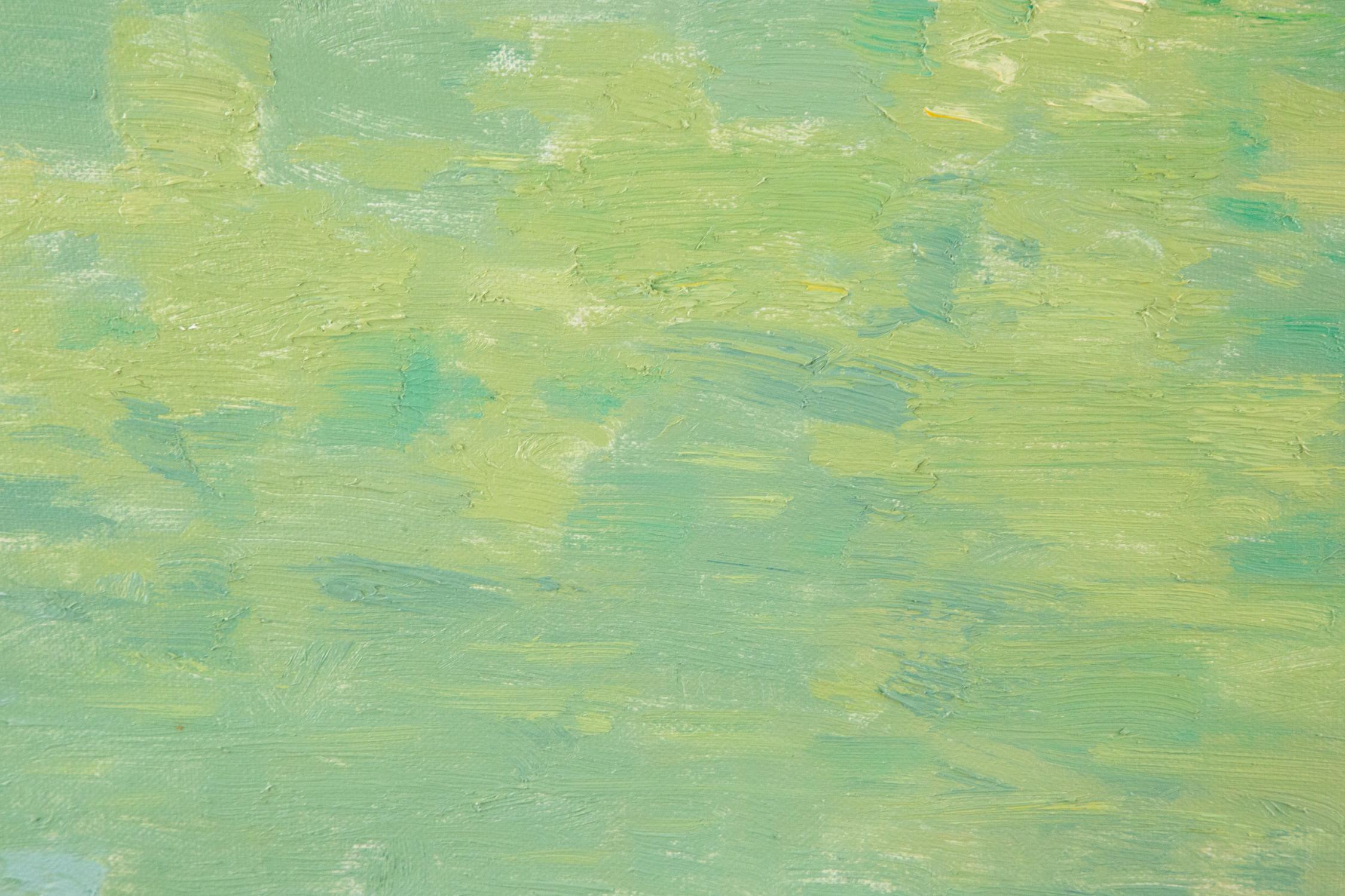Peinture à l'huile impressionniste originale Yang JinTie « River bordée de arbres » en vente 4