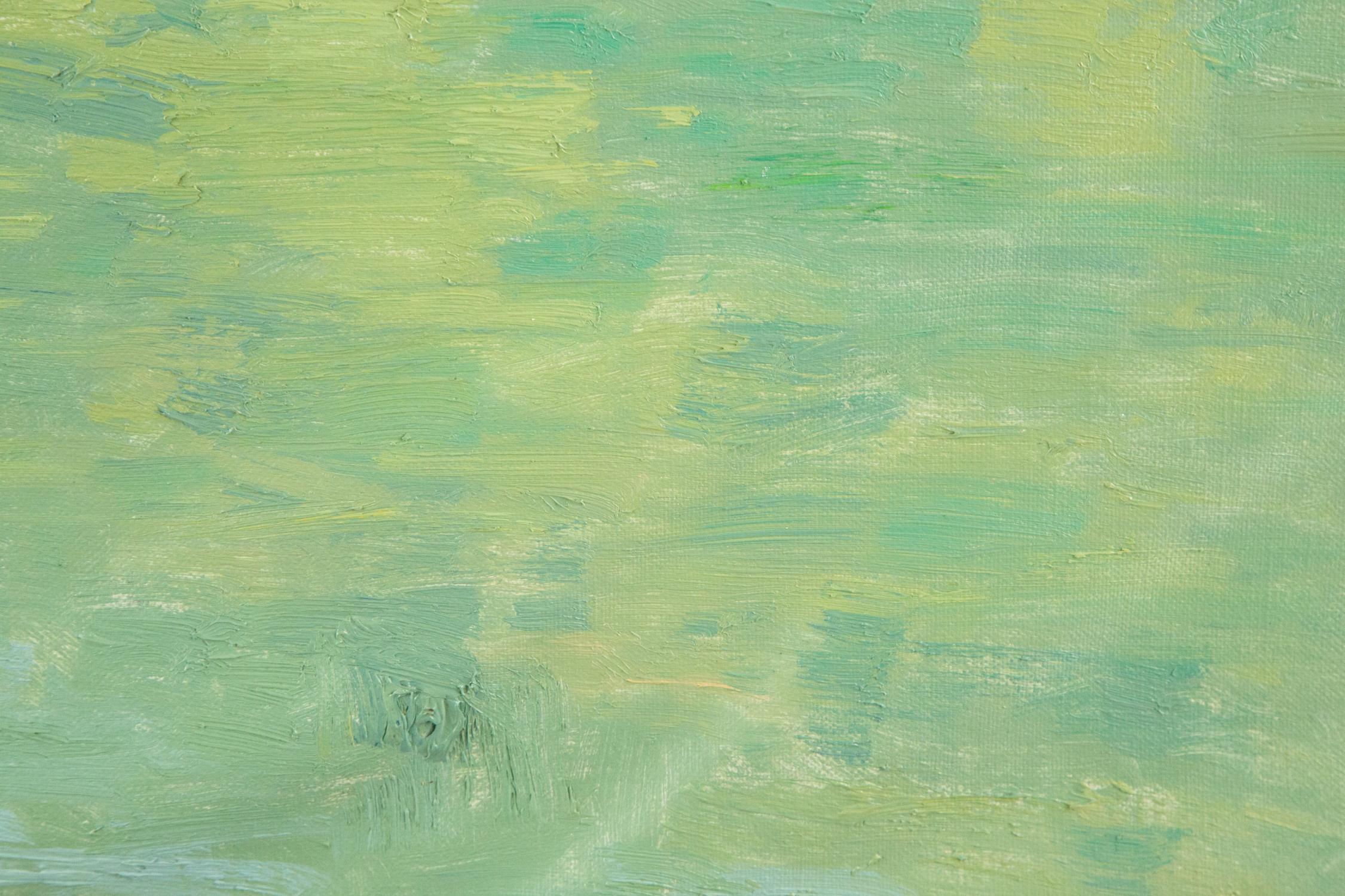 Peinture à l'huile impressionniste originale Yang JinTie « River bordée de arbres » en vente 5