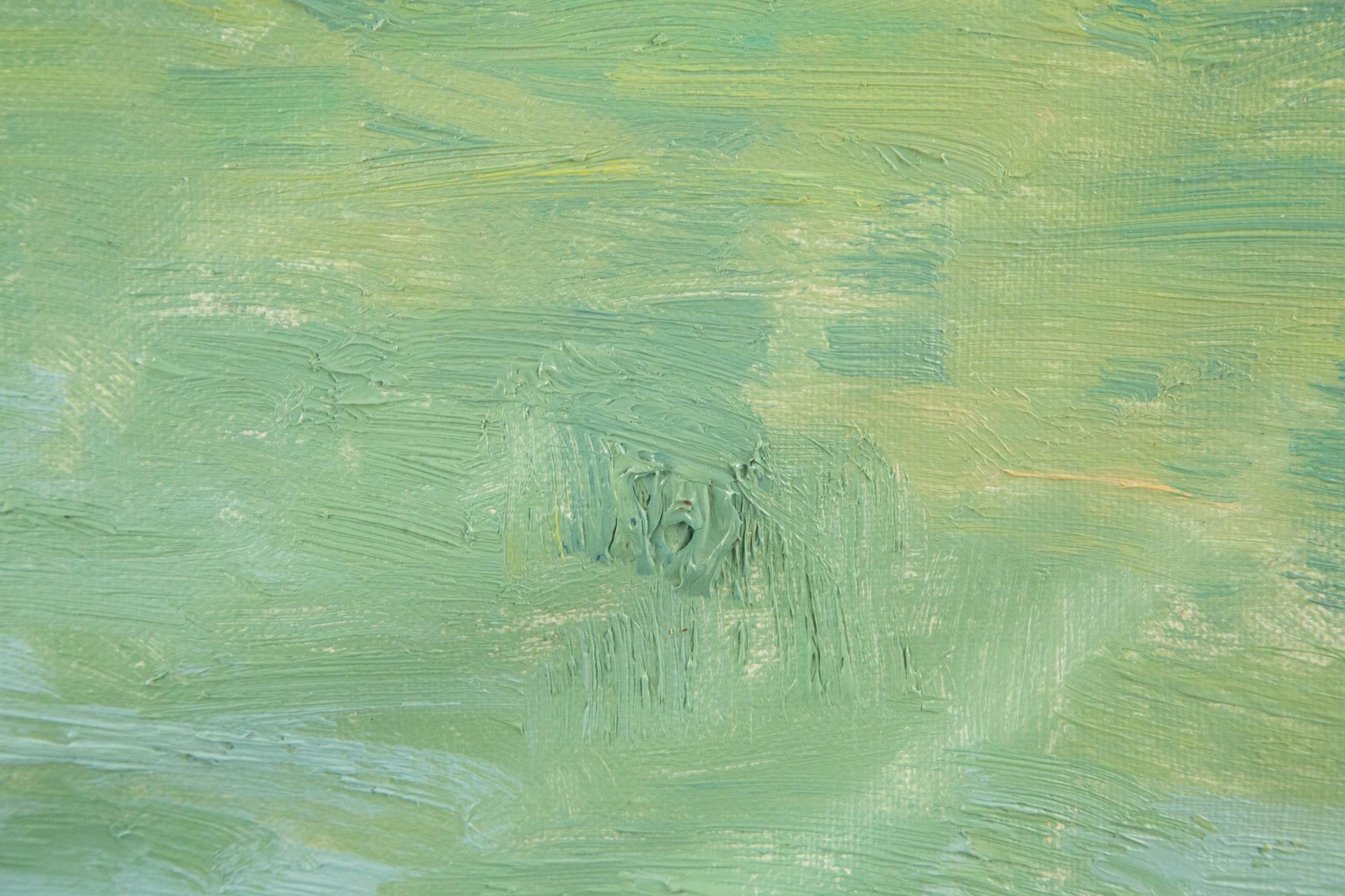 Peinture à l'huile impressionniste originale Yang JinTie « River bordée de arbres » en vente 8