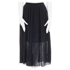 YANG LI black alpaca wool blend knitted elasticated waist knee skirt IT42 S