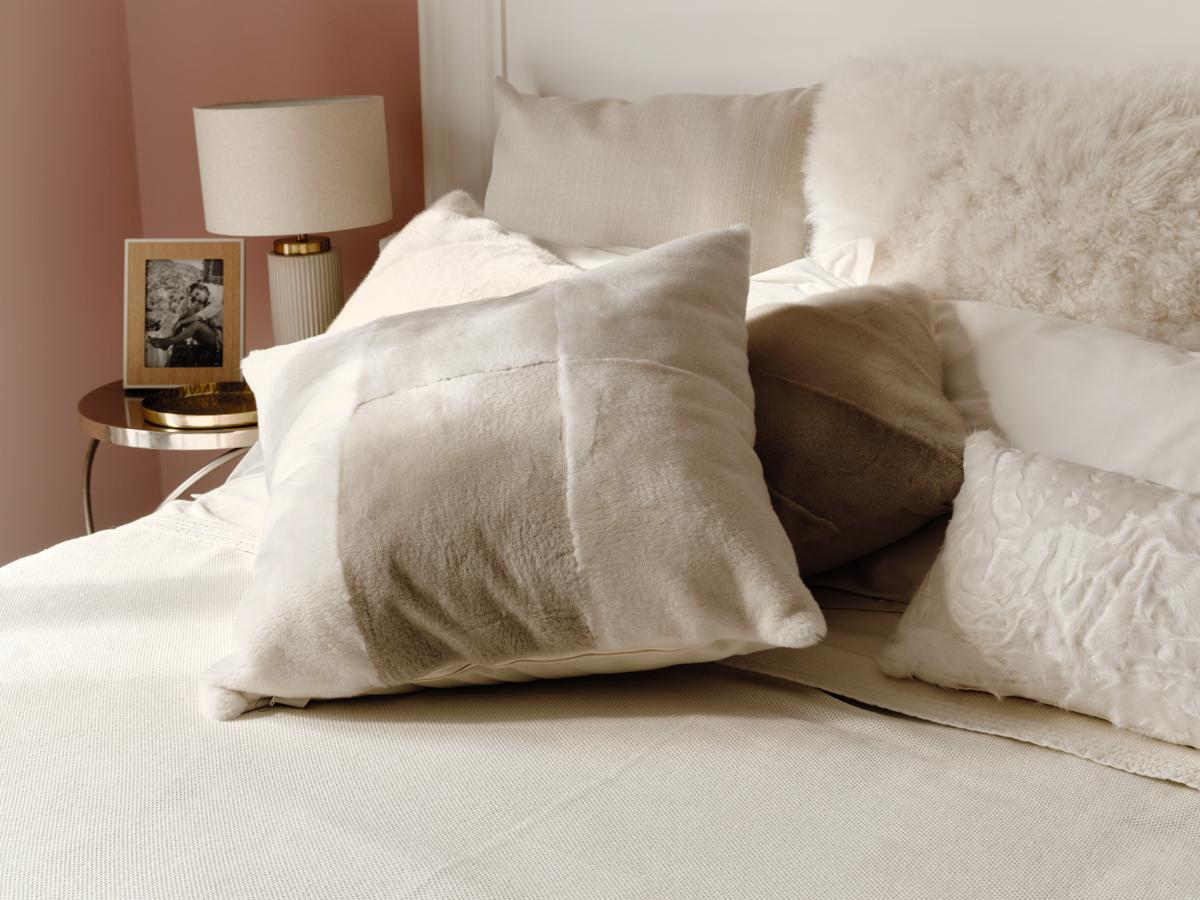 Modern Yang South America Beaver Castorino White Wool Fur Pillow Cushion by Muchi Decor For Sale