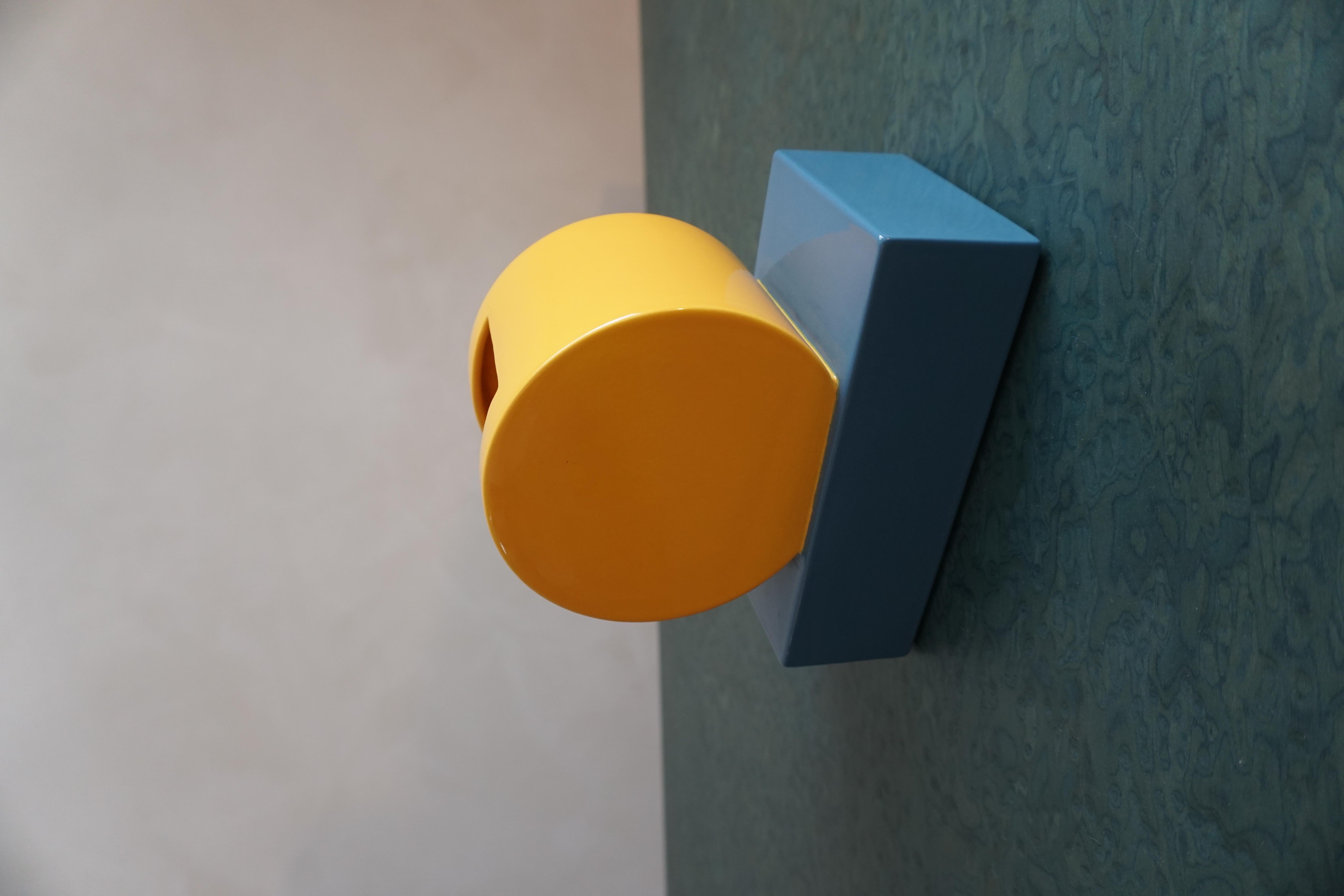 Yang Vase by Ettore Sottsass ( model 455 ) from the Pop Series for Alessio Sarri crafted in enameled earthenware. ‘A.Sarri’ on the underside.
