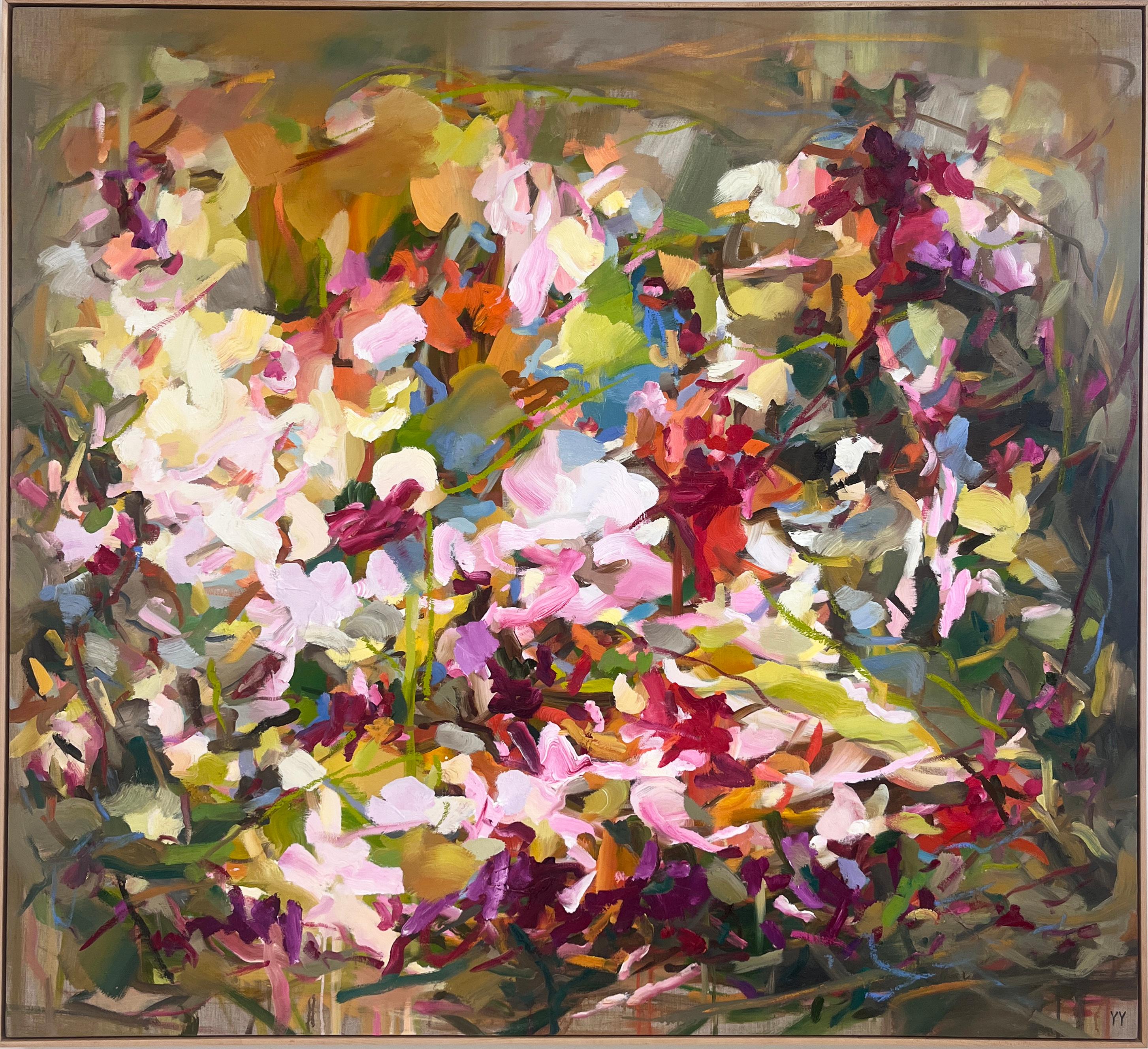Peinture abstraite de paysage floral de Yangyang Pan "Untamed Garden" (Jardin sauvage)