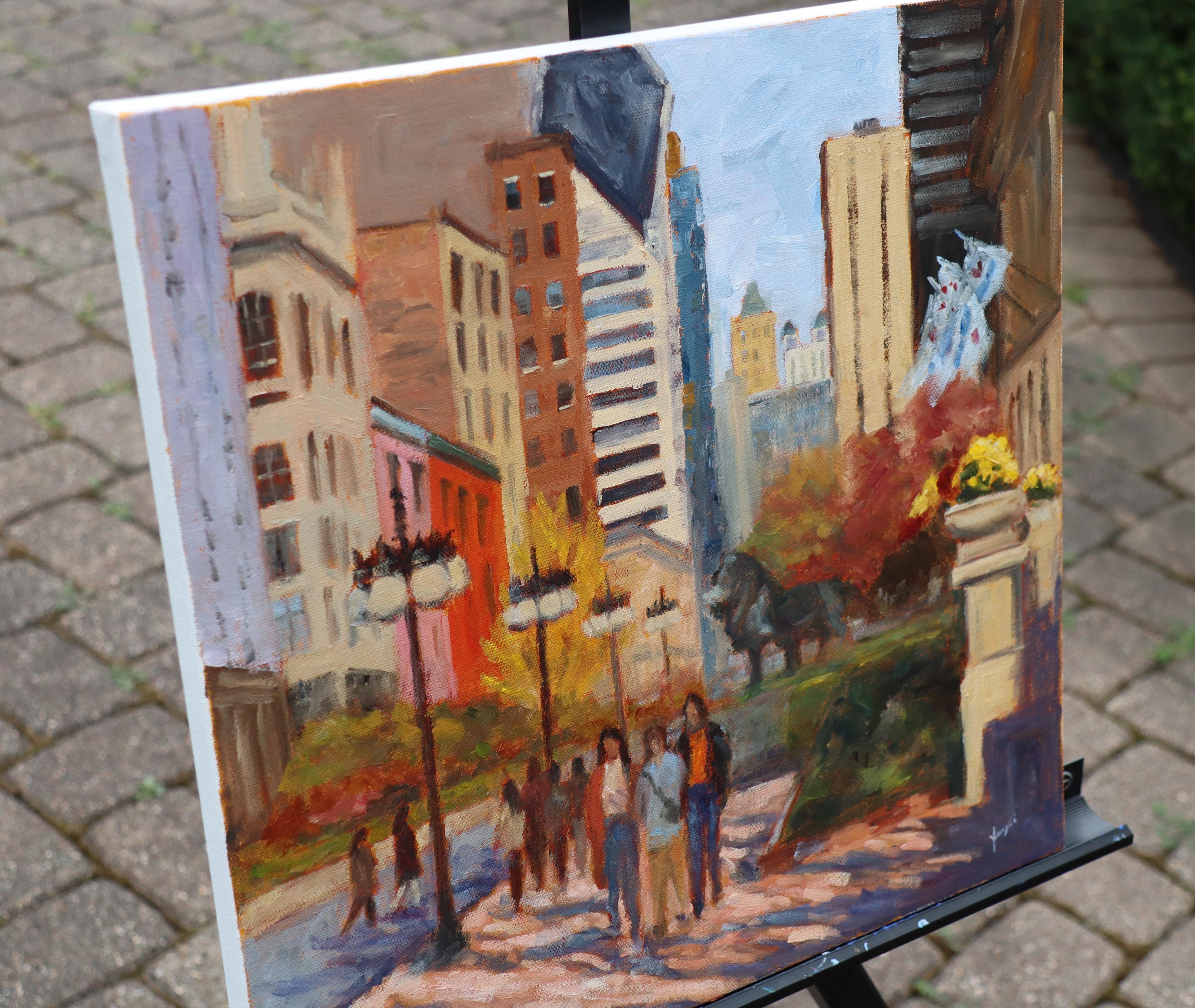 Resplandor otoñal en el Instituto de Arte de Chicago, Pintura al óleo en venta 1