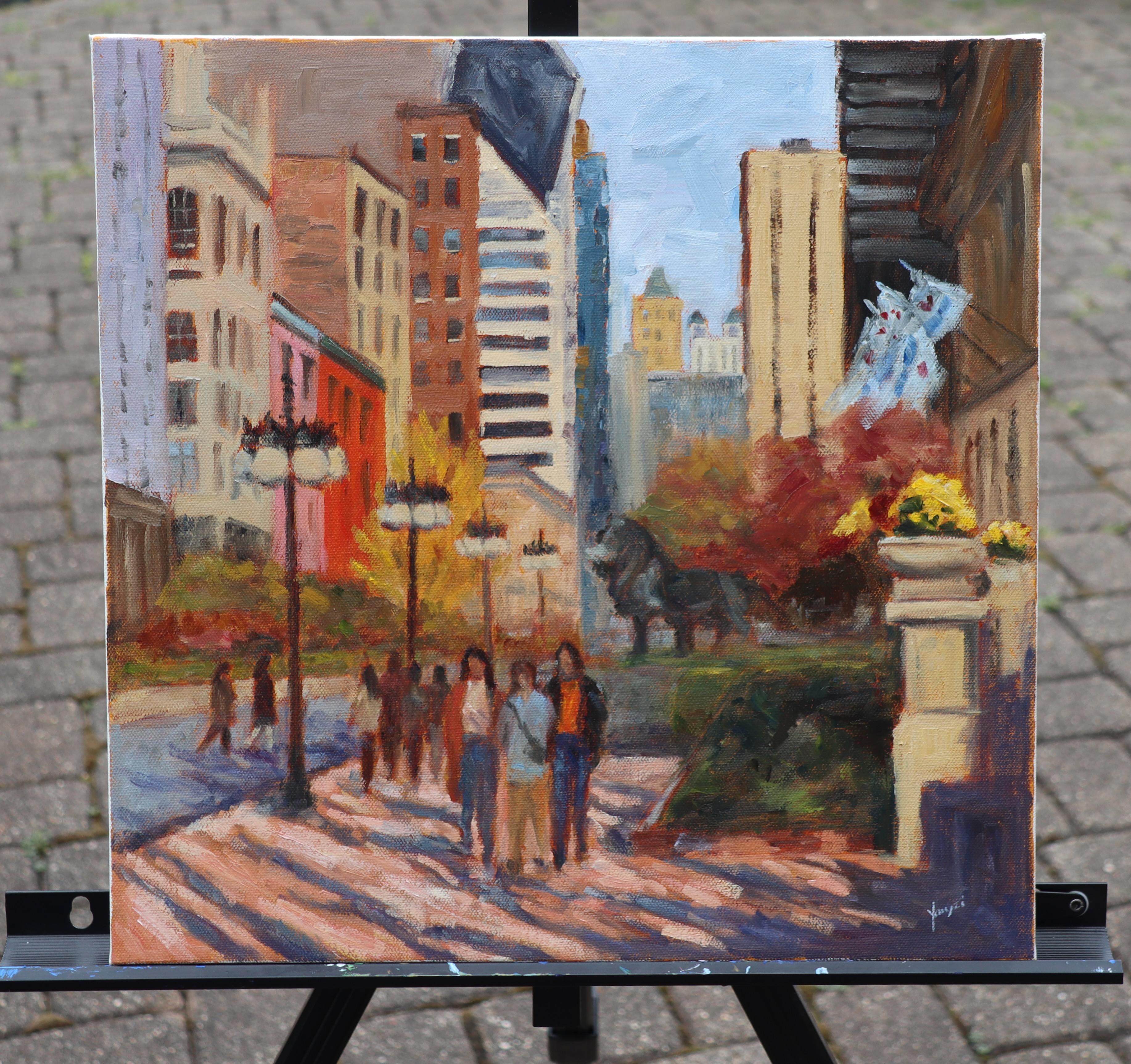 Resplandor otoñal en el Instituto de Arte de Chicago, Pintura al óleo en venta 2