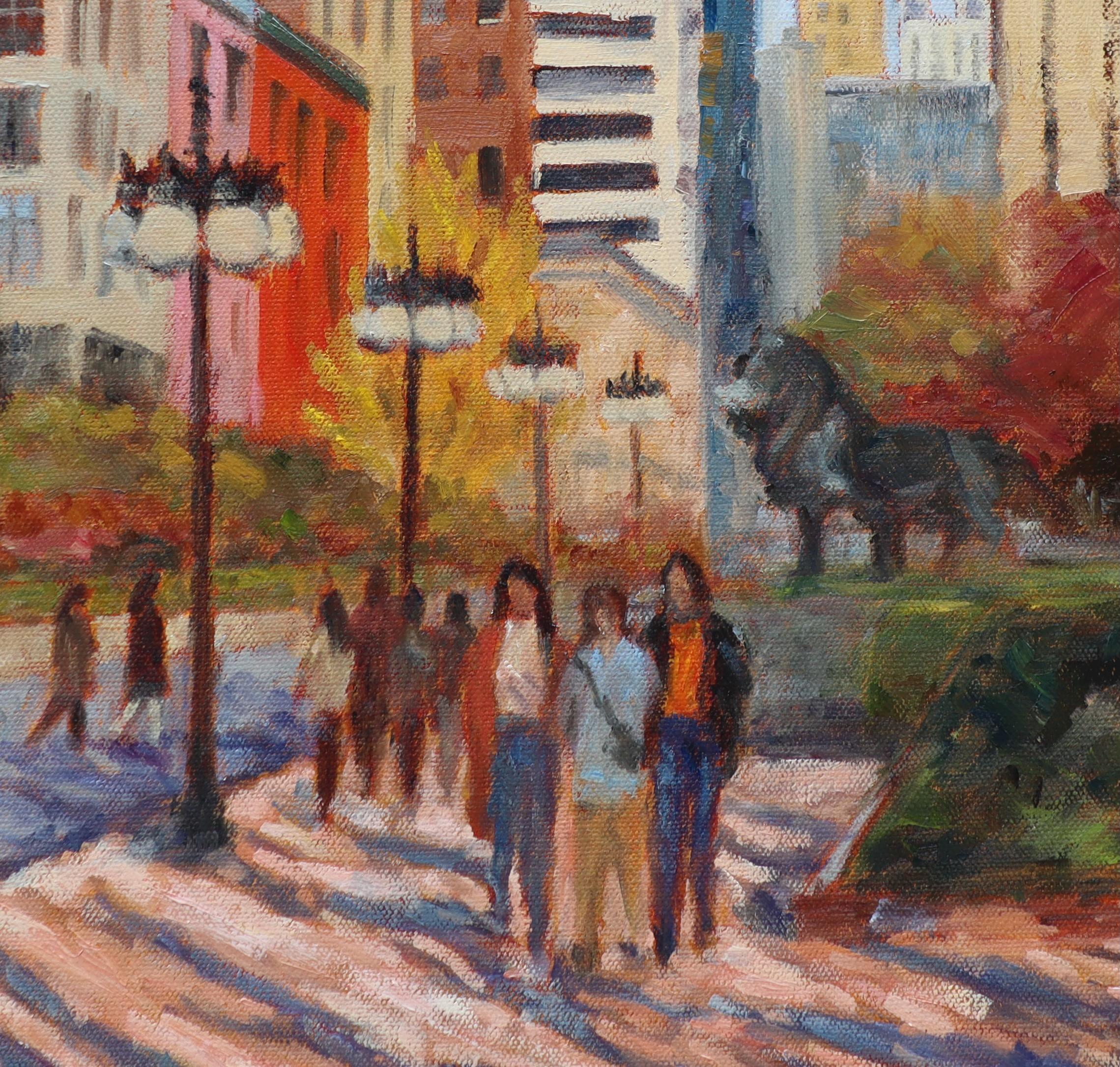 Resplandor otoñal en el Instituto de Arte de Chicago, Pintura al óleo en venta 3