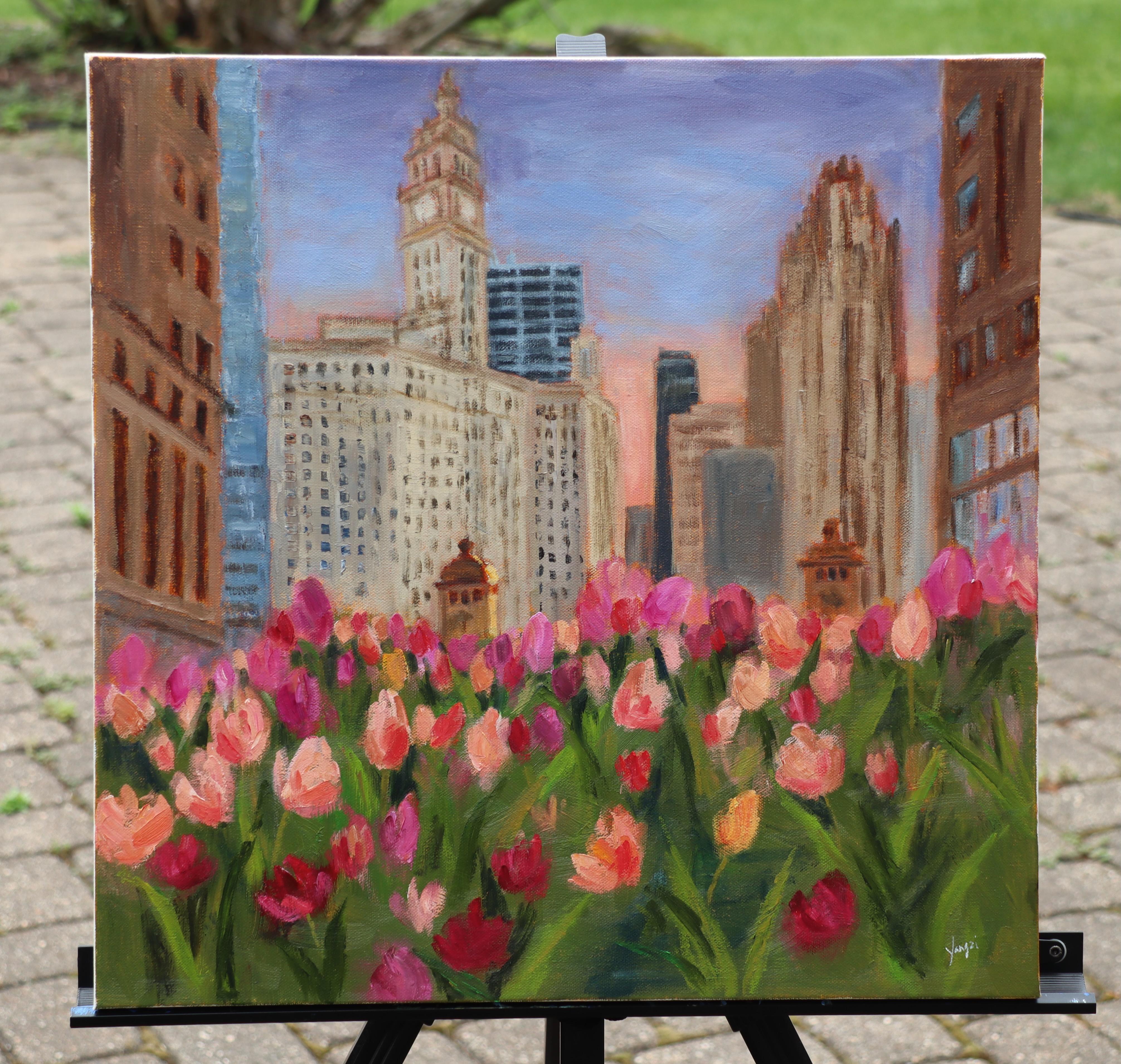 Le printemps à fleur de peau, peinture à l'huile - Impressionnisme Painting par Yangzi Xu
