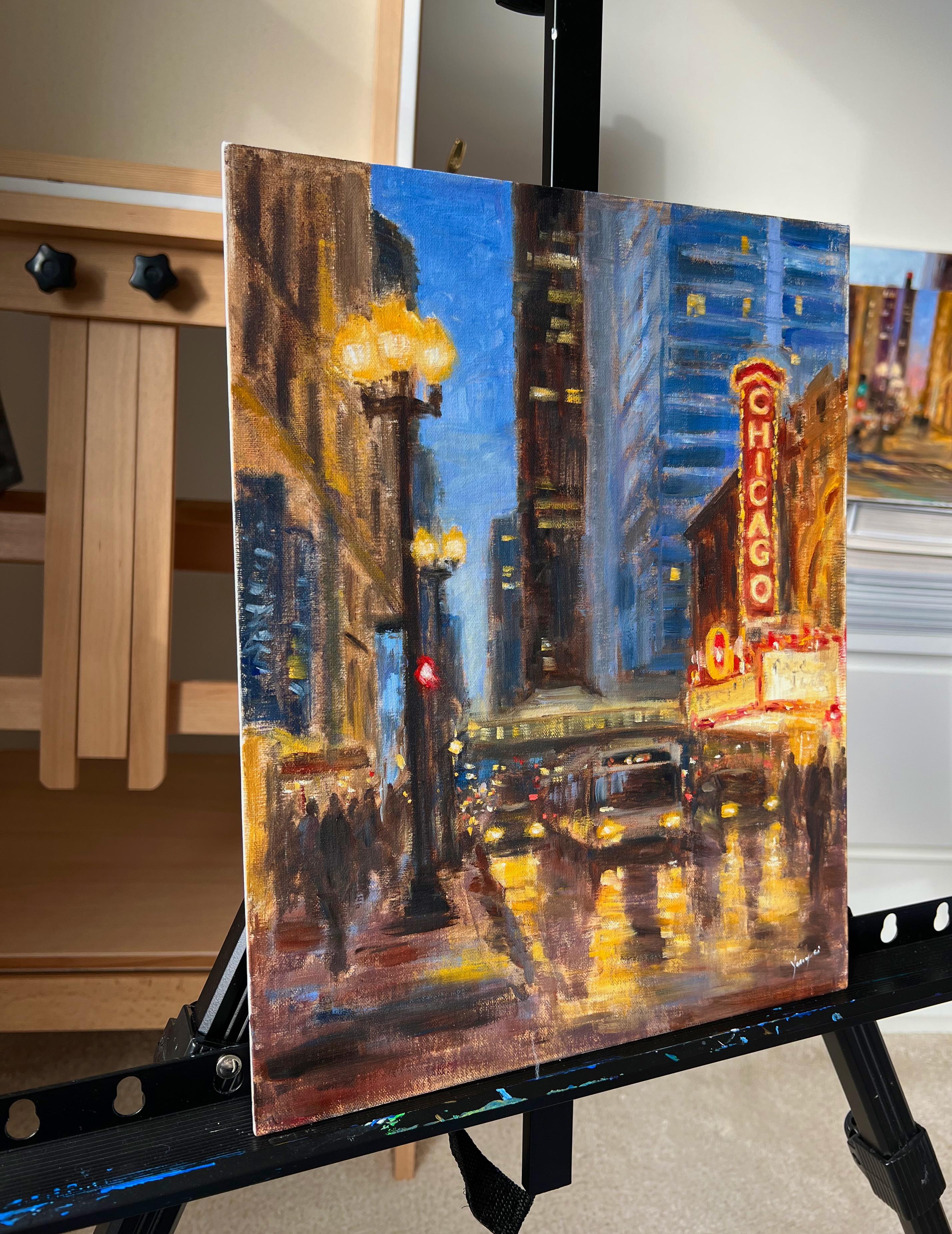 Chicago, Oil Painting - Abstract Impressionist Art by Yangzi Xu