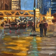 Evening on Wacker Drive, Oil Painting