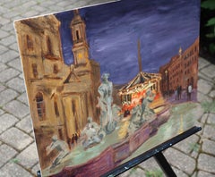 Holiday Magic at Piazza Navona, Oil Painting
