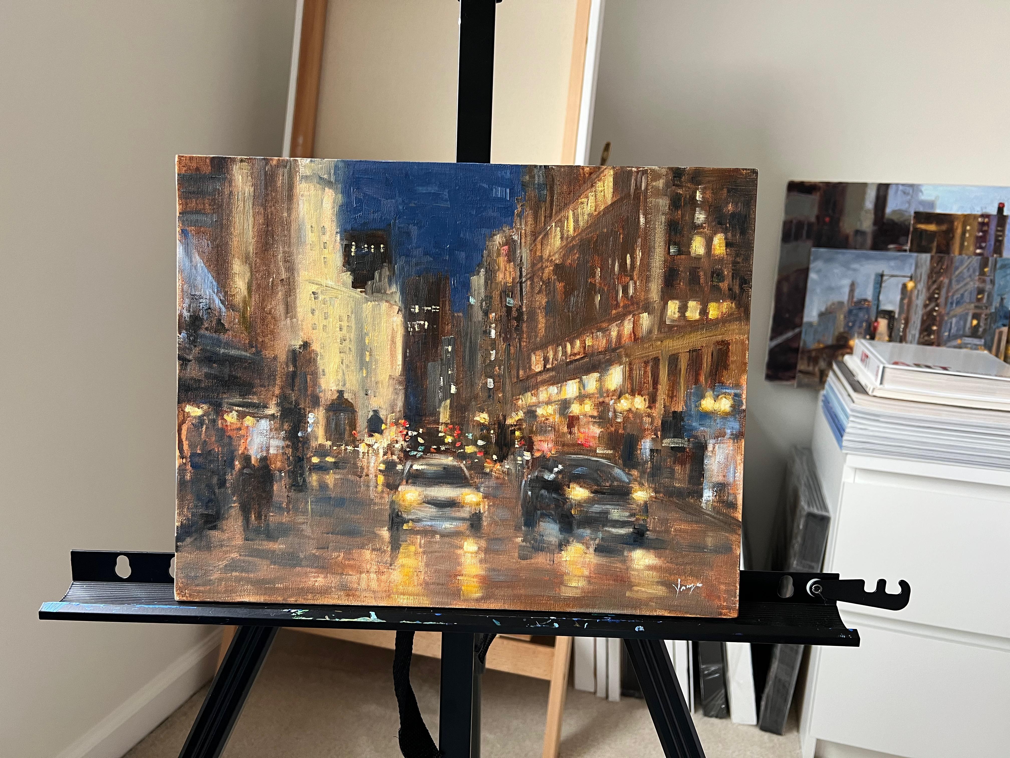 <p>Artist Comments<br>Artist Yangzi Xu portrays Michigan Avenue in Chicago at dusk with an impressionist approach. The dark sky sets the perfect scenery for the city lights to shine brightly. In the distance, the silhouette of the bridge houses