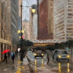 Rainy Afternoon, La Salle Street, Oil Painting