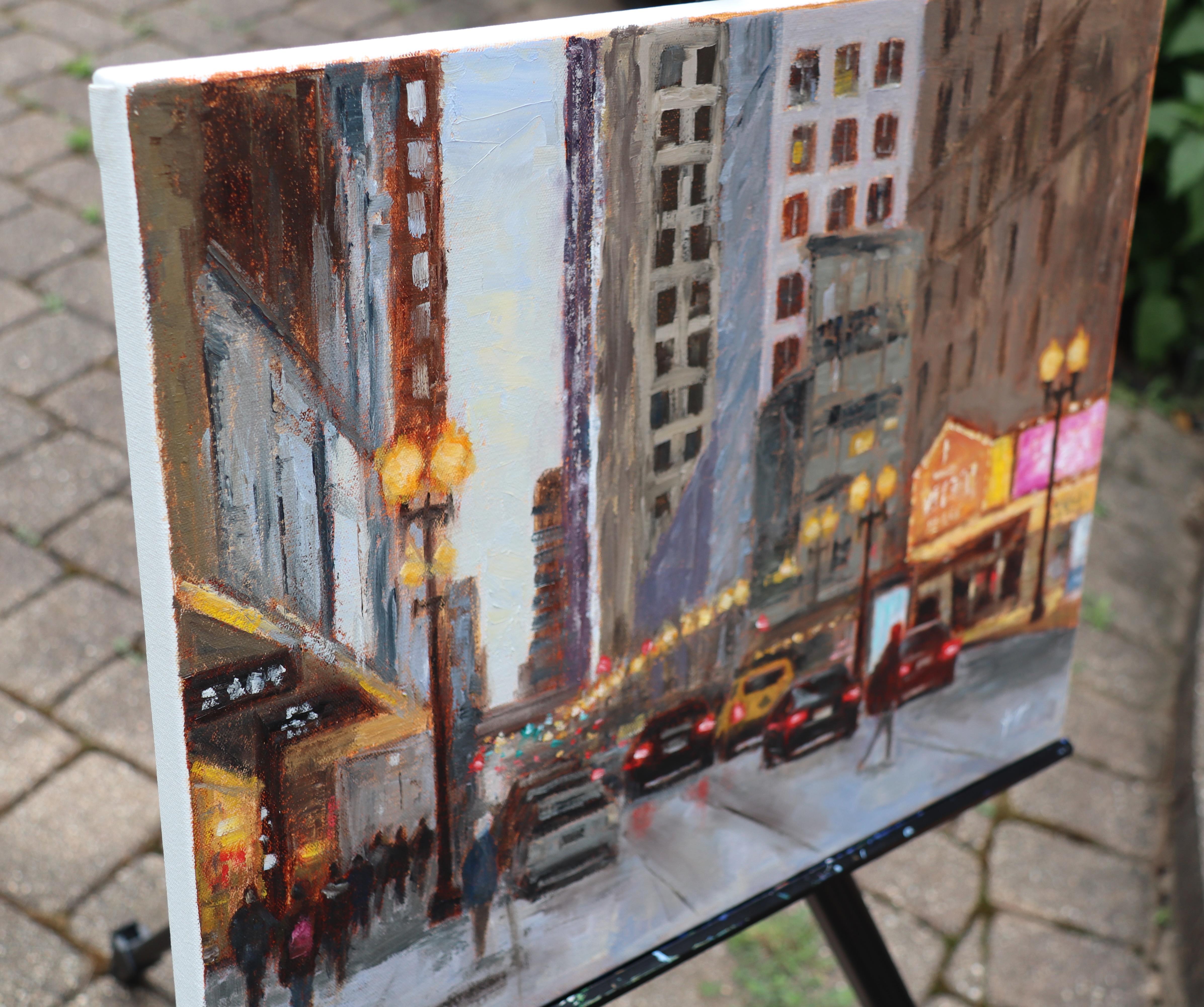 Crepuscolo nel Looping, Pittura a olio - Painting di Yangzi Xu