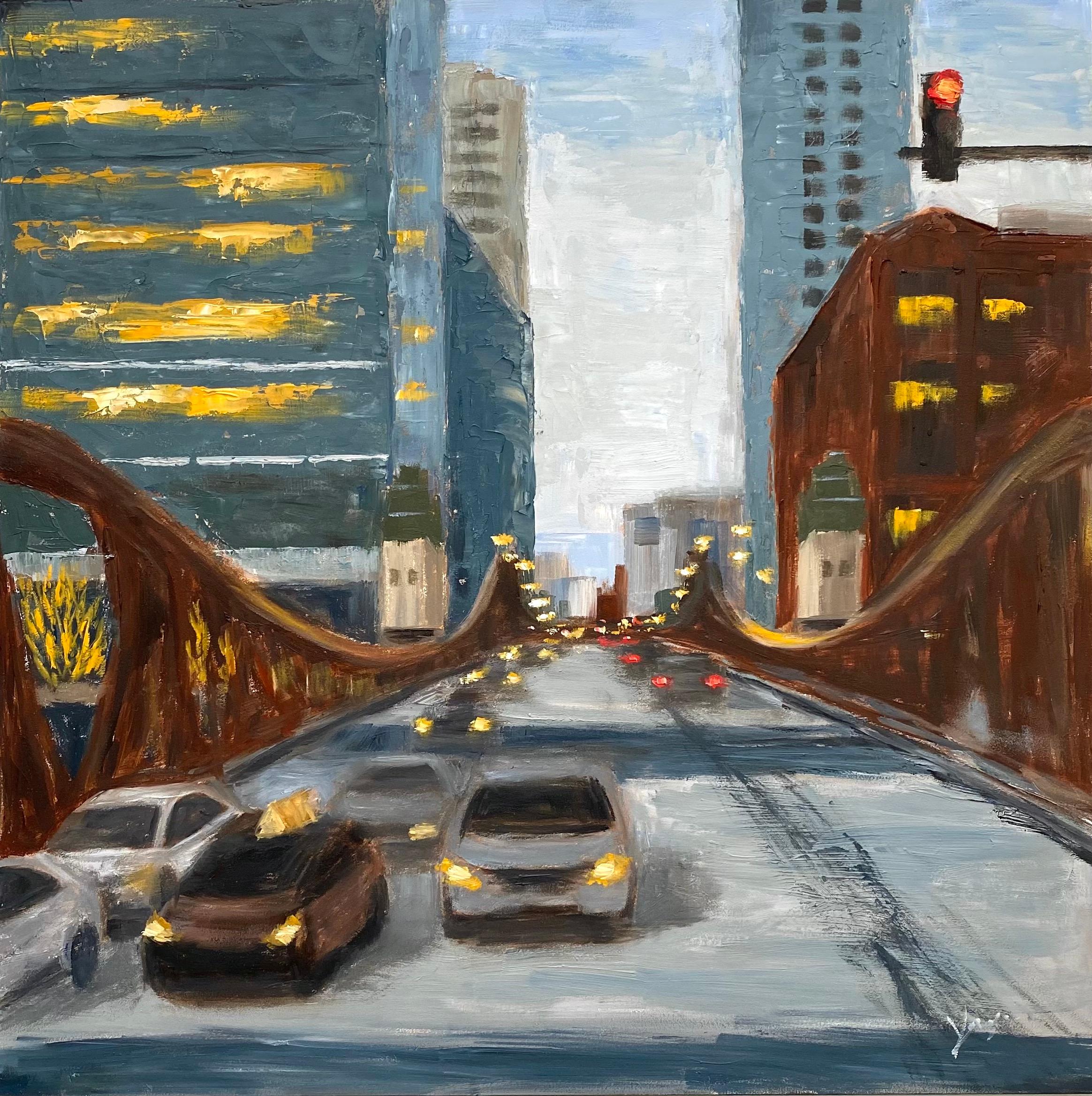 Winter, LaSalle St, #3, Oil Painting