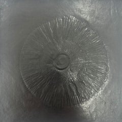 "Grafitos" graphite contemporain papier double face métal forme organique.