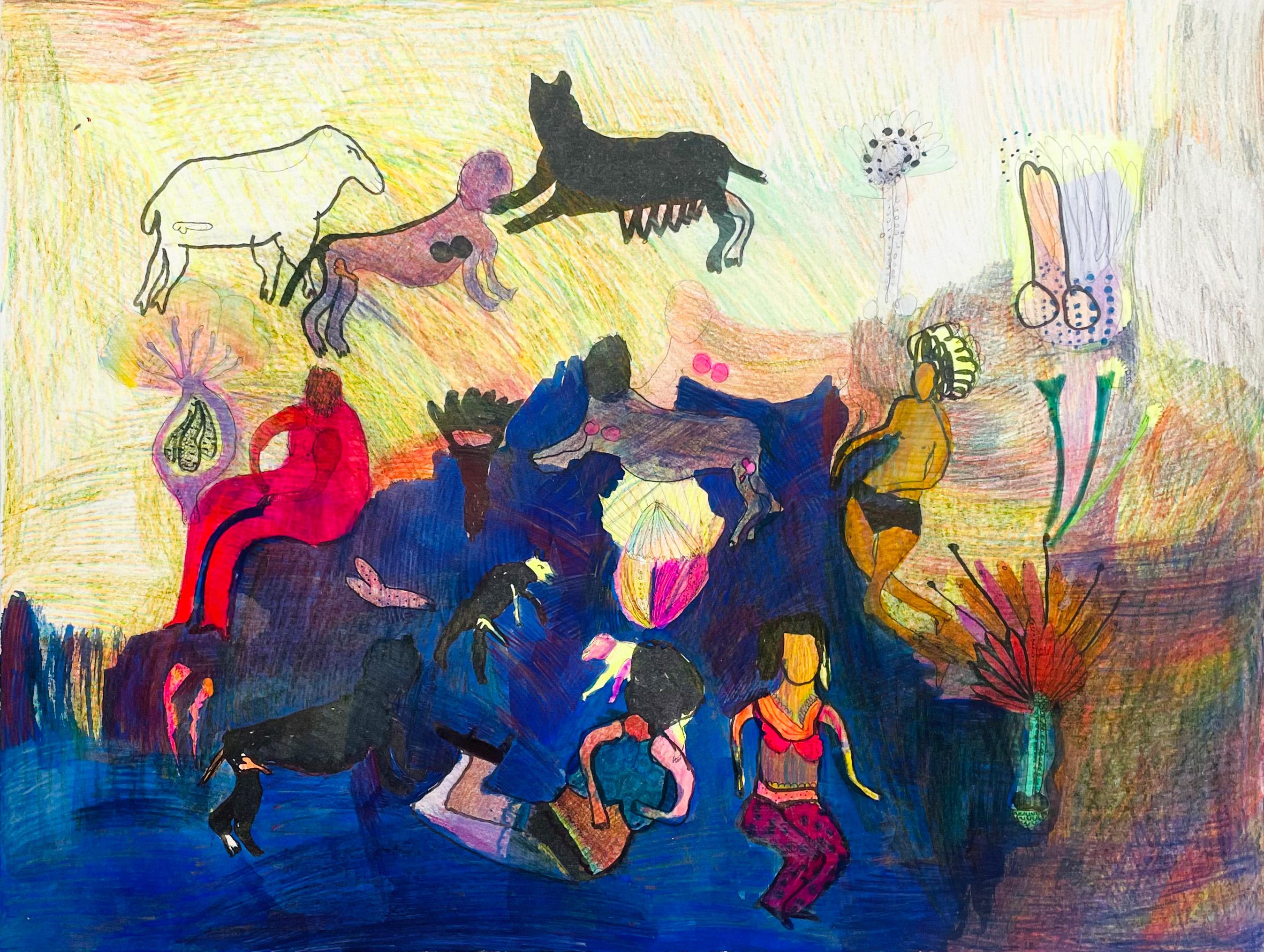 "Yo animal", litografia contemporanea con animali della fertilità
