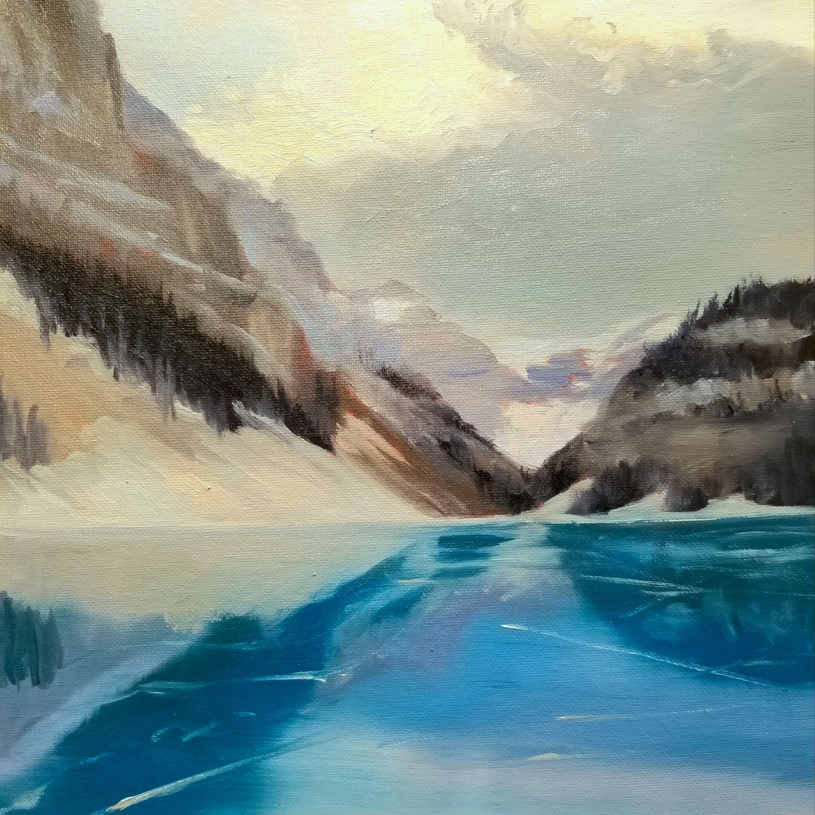 Skating in Lake Louise, Painting, Oil on Canvas