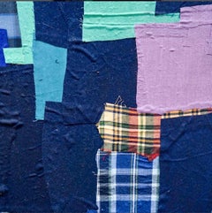 Mixed Media-Textil-Assemblage-Collage-Gemälde auf Holz Yanira Collado, Miami