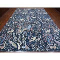 Alfombra Oriental Peshawar Afgana de Lana Pura Anudada a Mano Azul Yankees 10'0" x 13'7
