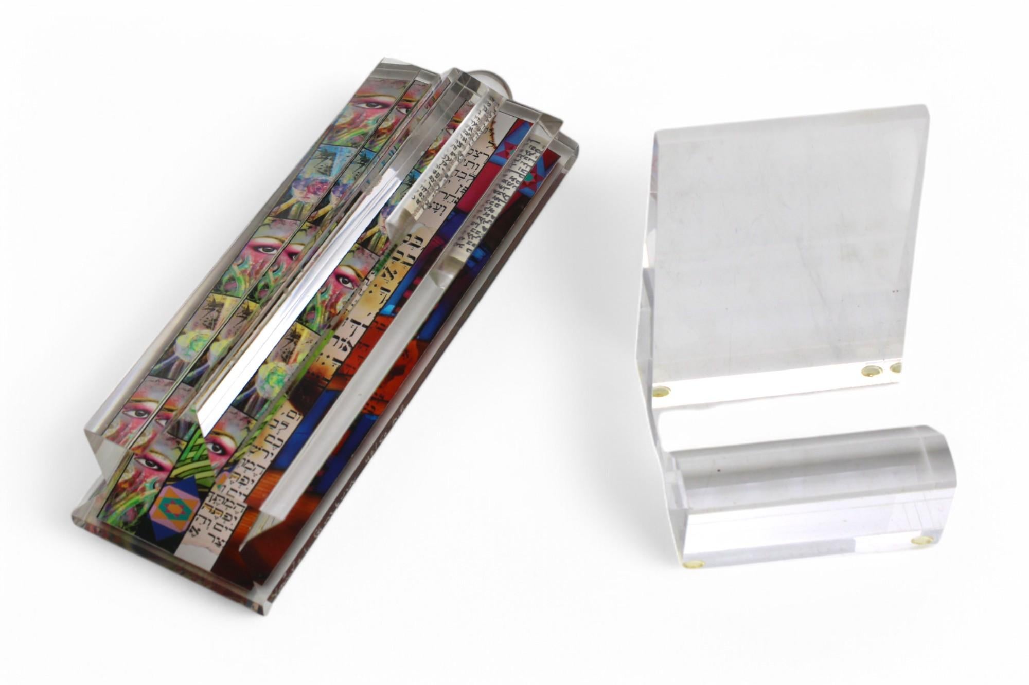 Yankel Ginzburg, Acrylic Star Mezuzah Judaica Sculpture For Sale 4