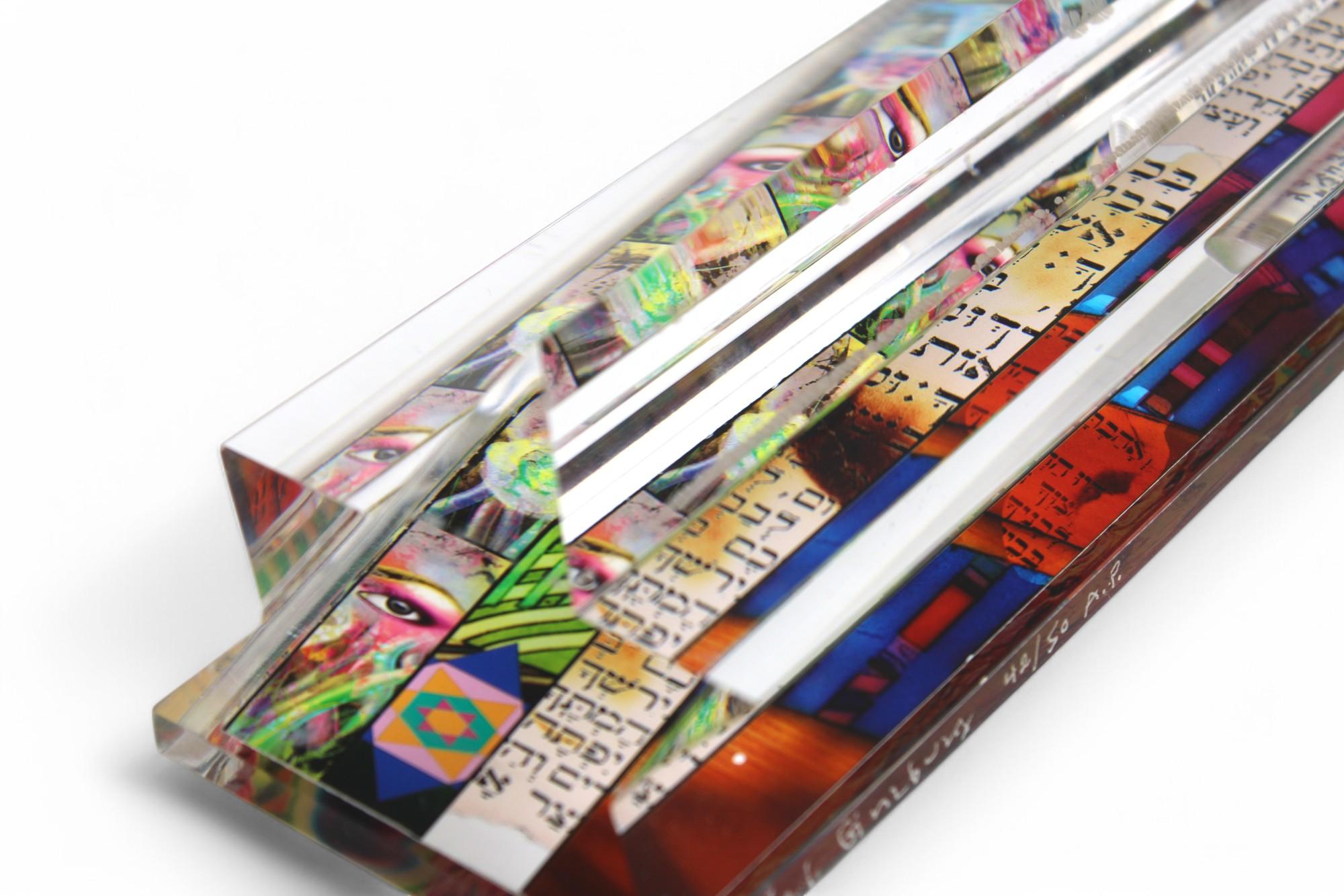 American Yankel Ginzburg, Acrylic Star Mezuzah Judaica Sculpture For Sale