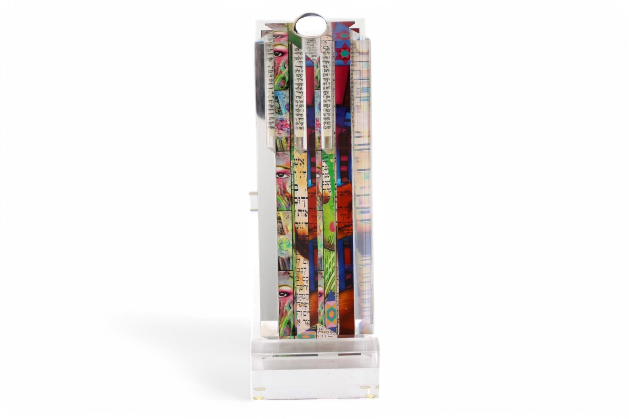 Yankel Ginzburg, Acrylic Star Mezuzah Judaica Sculpture For Sale 2
