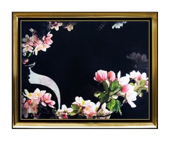 YANKEL GINZBURG Mixed Media on Canvas Large Original Signed Flowers Art Painting