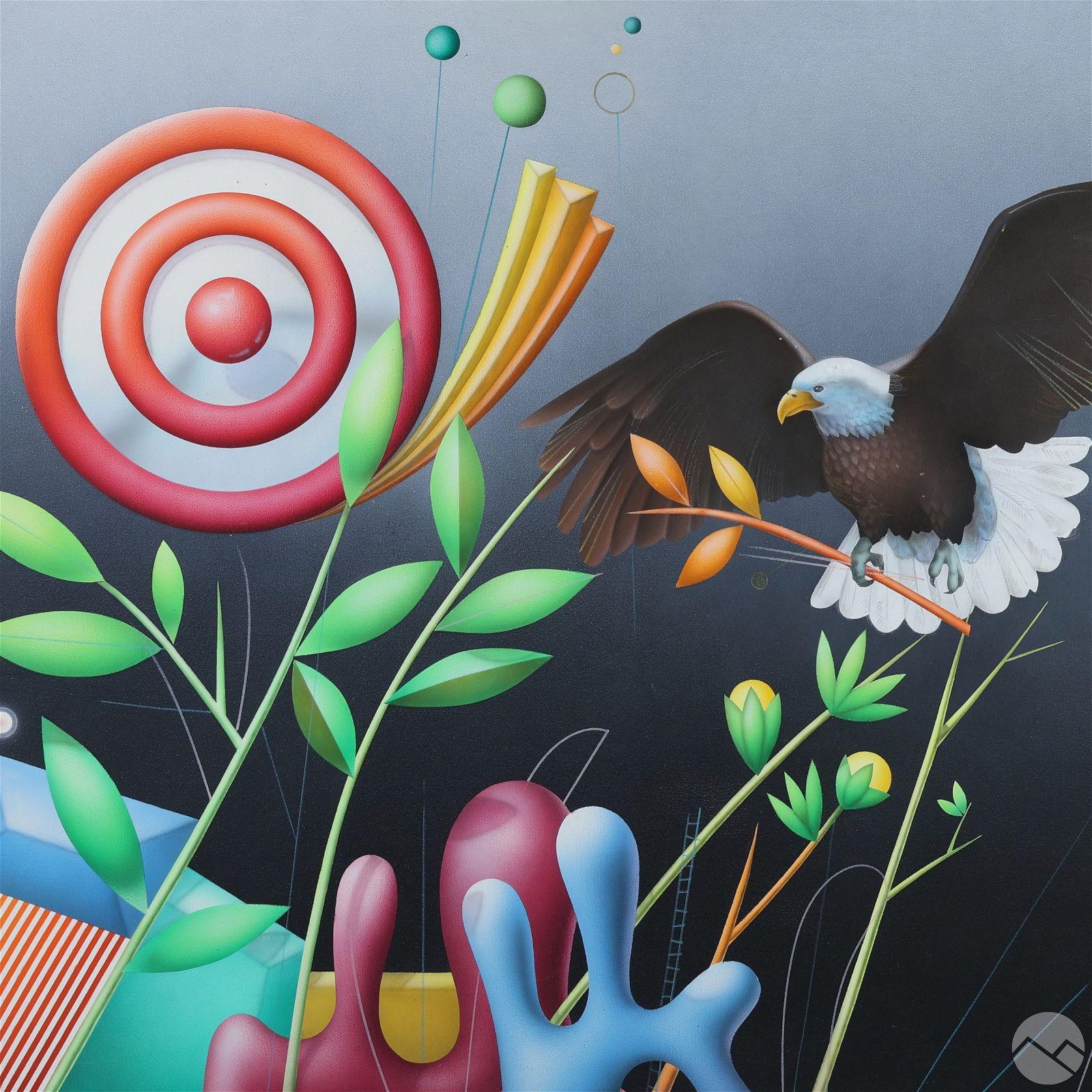 Yankel Ginzburg Abstract Painting – Kühne Adler und figurative Abstraktion