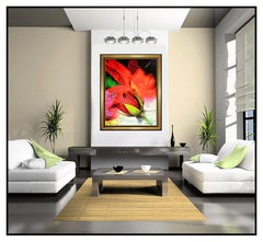 Large Framed YANKEL GINZBURG Flower Painting Mixed Media On Canvas Signed Art