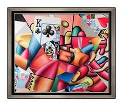 Yankel Ginzburg Large Original Acrylic Painting On Canvas Signed Modern Cards