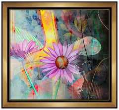 Yankel Ginzburg Original Oil Painting on Canvas Signed Flower Large Pop Artwork
