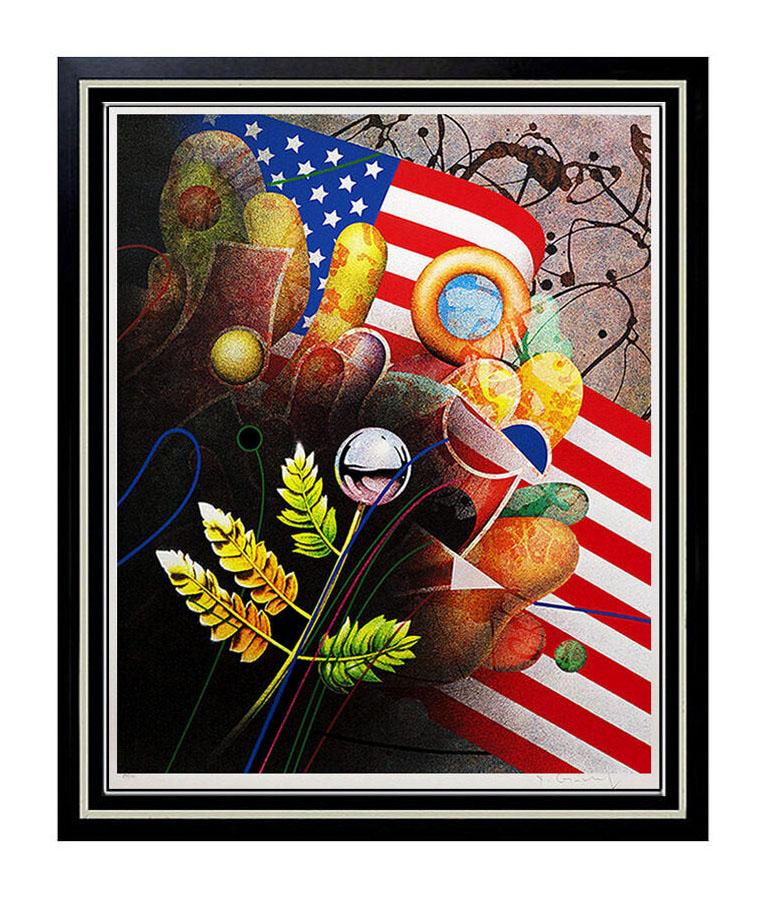 Yankel Ginzburg Abstract Print - Original YANKEL GINZBURG Signed Silkscreen Artwork USA Abstract Pop Art Framed