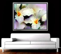 Vintage Yankel Ginzburg Mixed Media on Canvas Large Original Signed Floral Art Painting