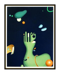 Yankel Ginzburg Original Color Silkscreen Abstract Hand Signed Sea Plants Art