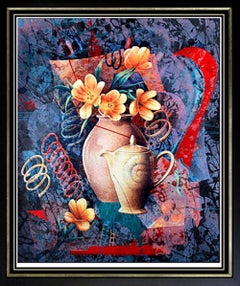 Yankel GINZBURG Original Silkscreen Abstract Signed Artwork Pop Art Tea Flower
