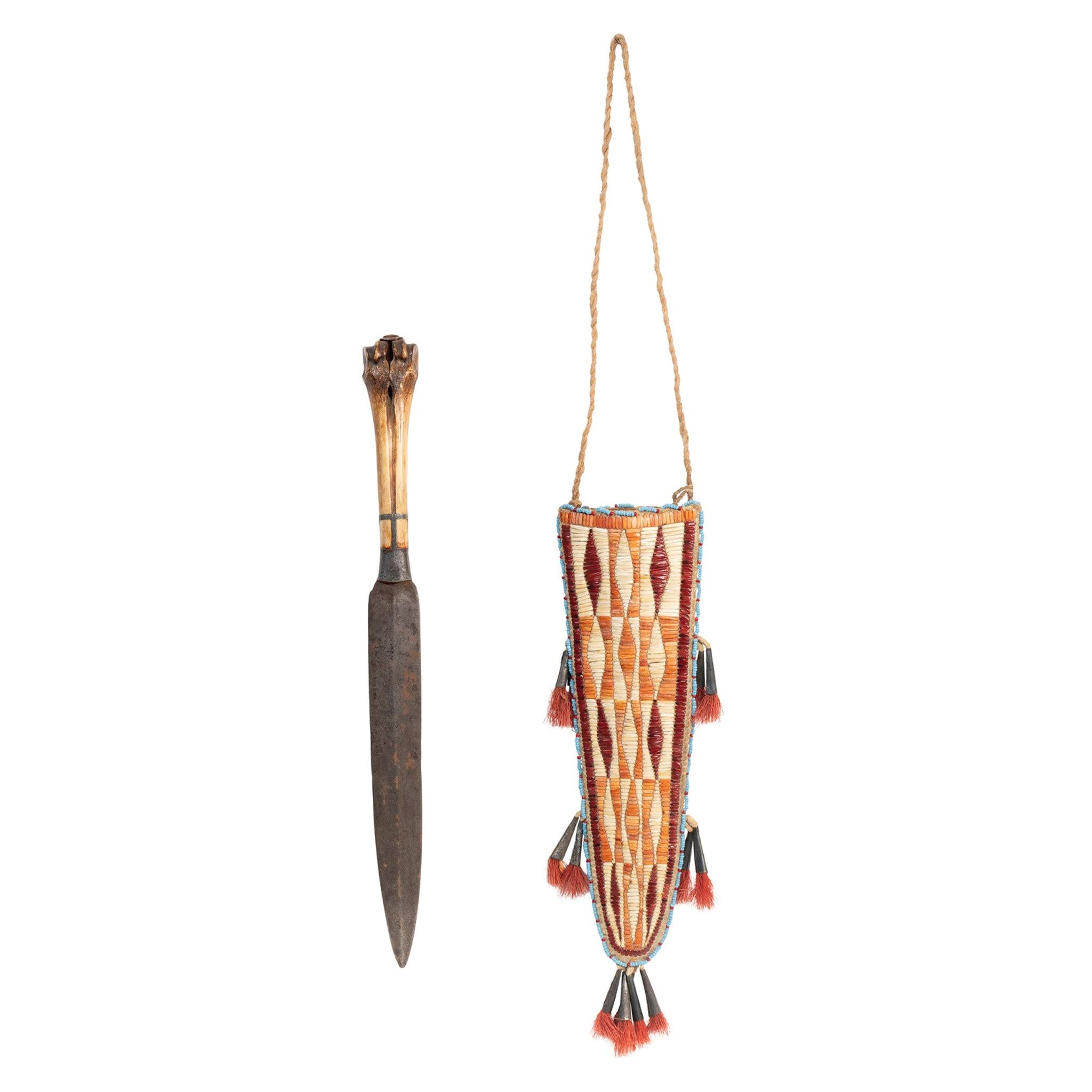 Yankton Sioux Quilled Knife and Sheath
