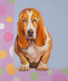 Yanmin Zhang Impressionist Original Oil On Canvas "Basset Hound"