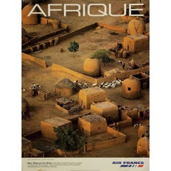 Circa 2000 Air France poster by Arthus-Bertrand -  village near Tahoua, in Niger