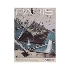 Circa 2000 Original Air France Poster - Paris, Louvre Pyramid by I. M. Pei
