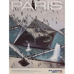 Circa 2000 Original Air France Poster - Paris, Louvre Pyramid by I. M. Pei