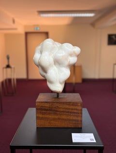 Absolute II by Yann Guillon, Abstract Sculpture, White Alabaster, Organic Forms