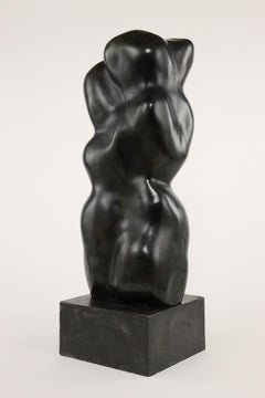 Abstract I by Yann Guillon - vertical bronze sculpture, black patina