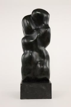 Abstract I by Yann Guillon - vertical bronze sculpture, black patina