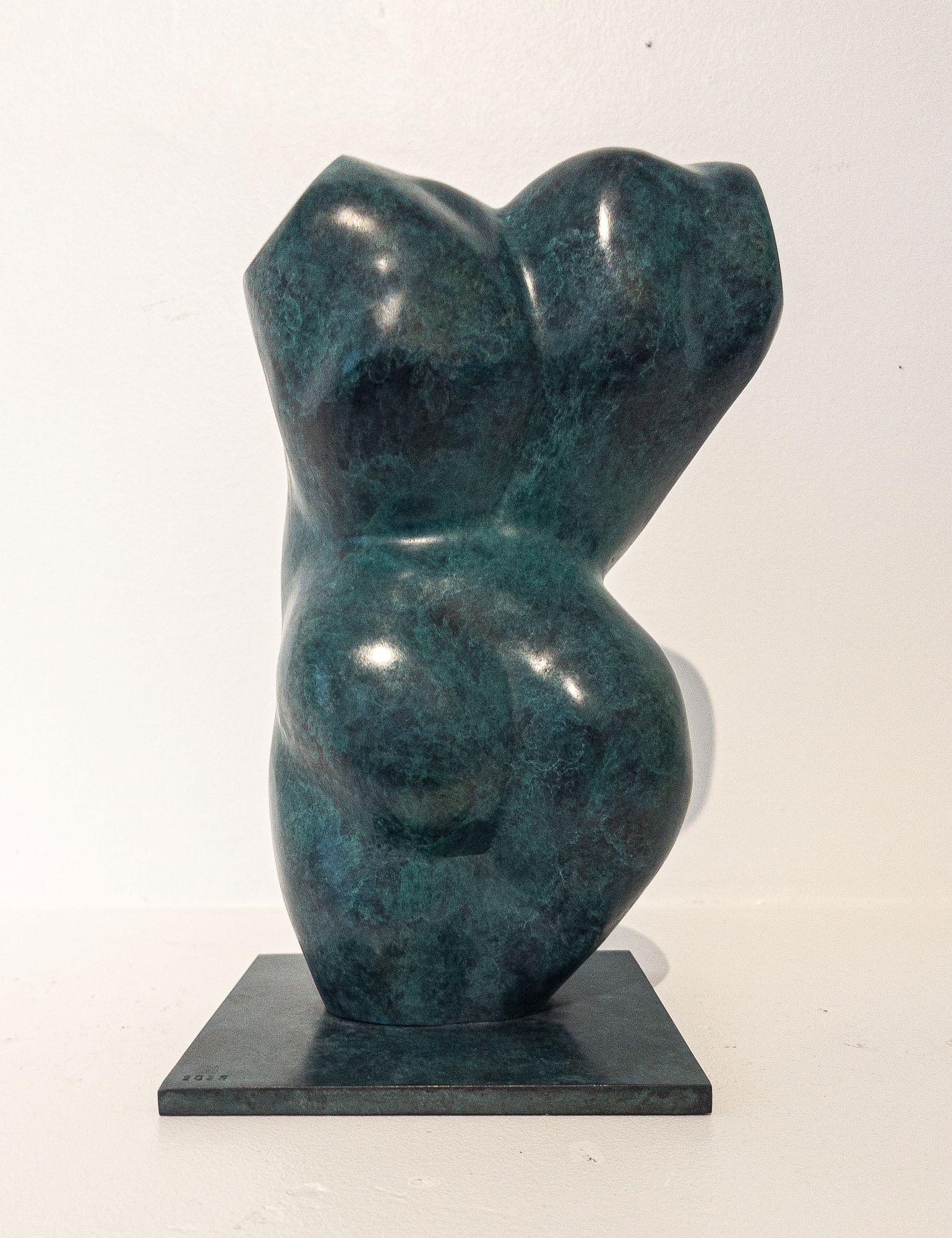 Belli by Yann Guillon - Semi-abstract bronze sculpture, female torso, nude body For Sale 9