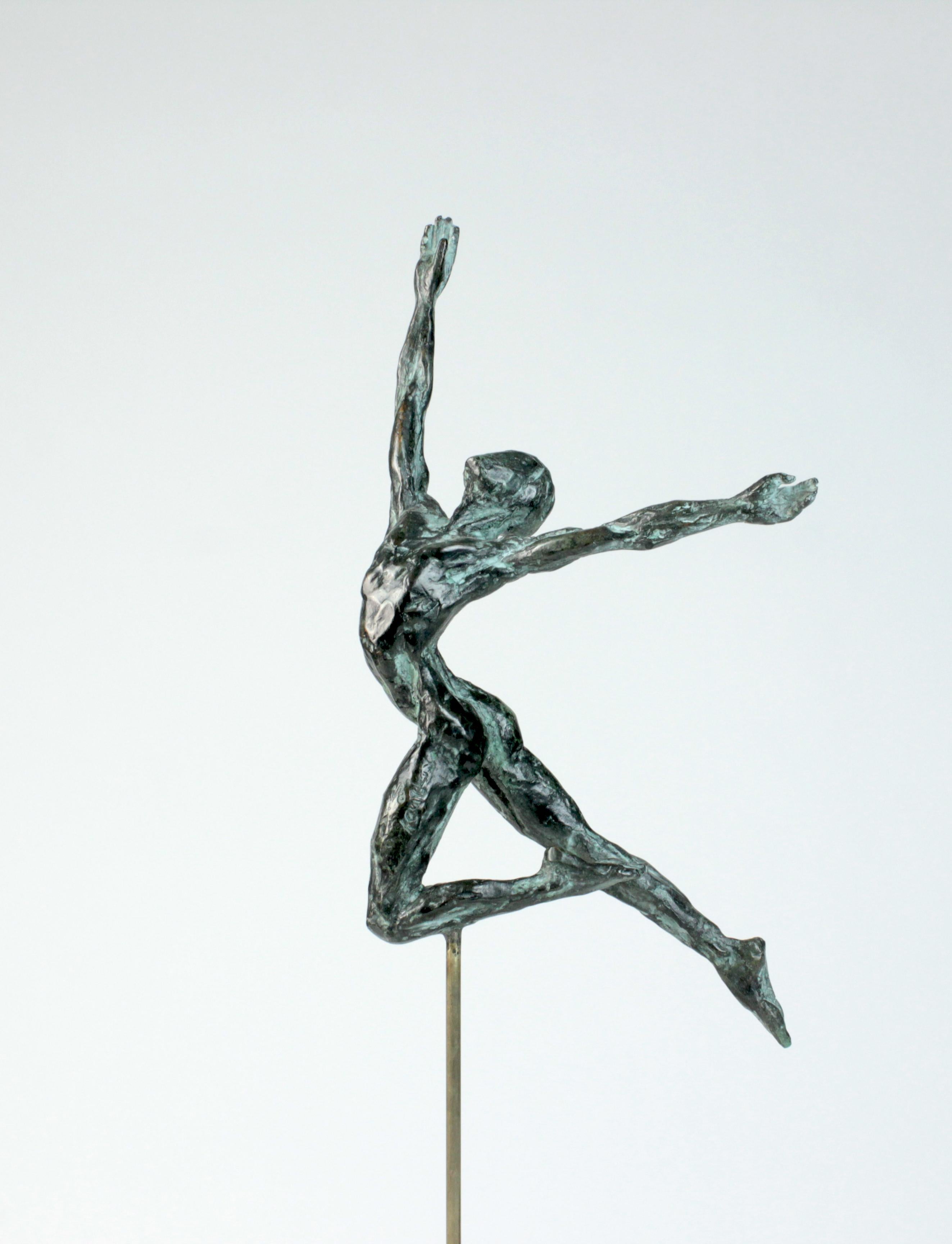 Dancer “Elevation” is a bronze sculpture by contemporary artist Yann Guillon, dimensions are 37 × 22 × 15 cm (14.6 × 8.7 × 5.9 in). Height of the sculpture with the metal base: 51 cm (20 in). 
The sculpture is signed and numbered, it is part of a