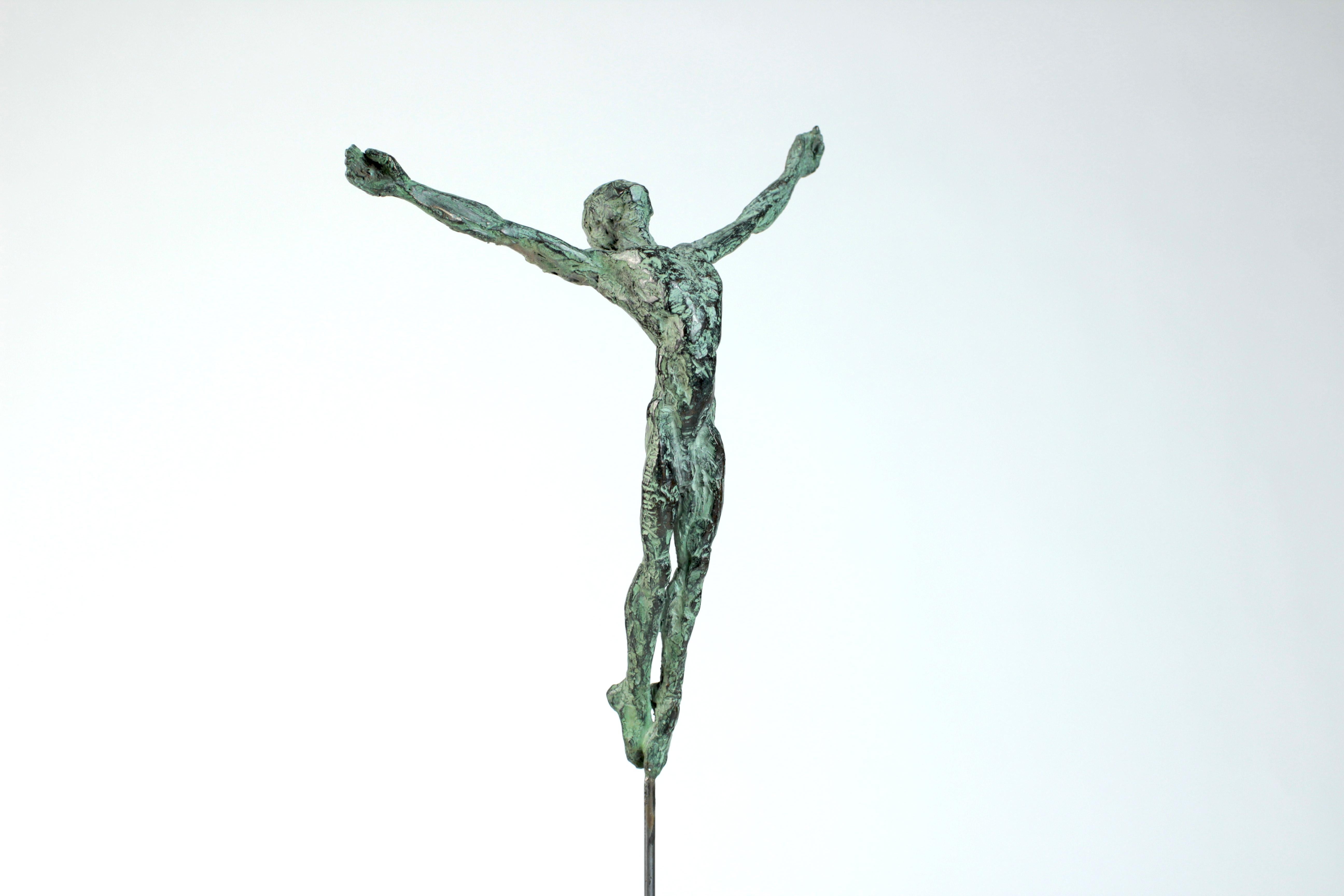 Dancer “Takeoff” II is a bronze sculpture by contemporary artist Yann Guillon, dimensions are 25 × 15 × 8 cm (9.8 × 5.9 × 3.1 in). Height of the sculpture with the metal base: 40 cm (15.7 in). 
The sculpture is signed and numbered, it is part of a