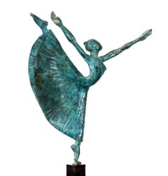 Dancer With Long Tutu by Yann Guillon - Bronze sculpture, ballet, woman, elegant