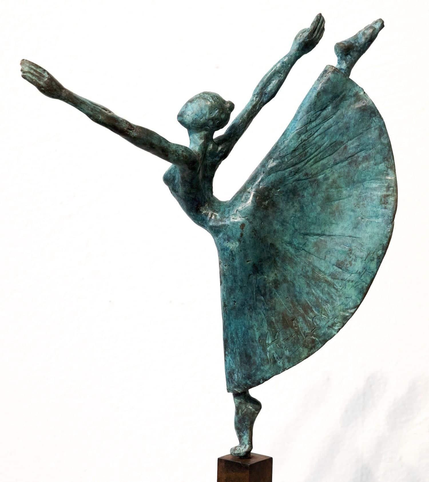 Dancer With Long Tutu by Yann Guillon - Bronze sculpture, ballet, woman, elegant For Sale 4