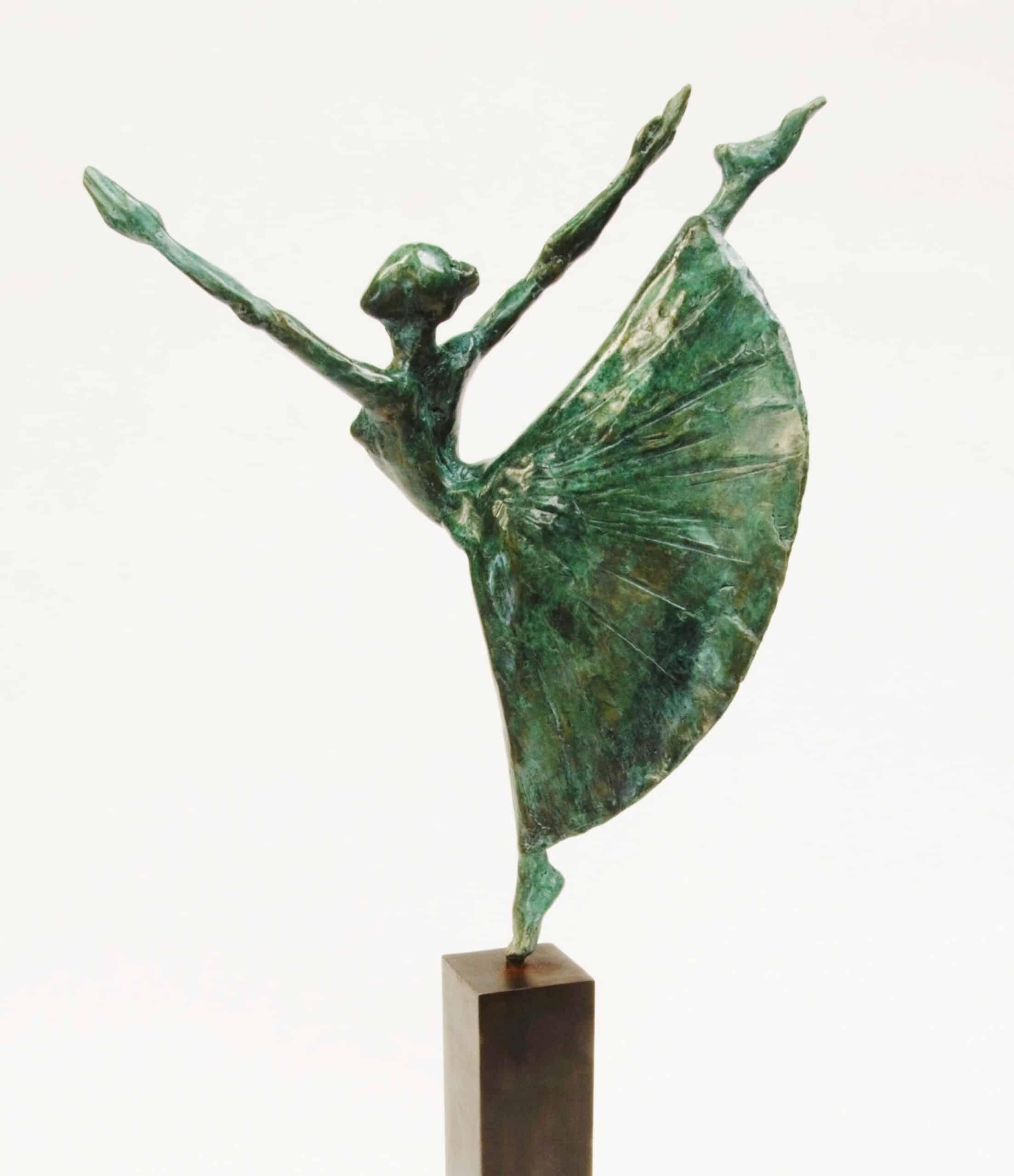 Dancer With Long Tutu by Yann Guillon - Bronze sculpture, ballet, woman, elegant