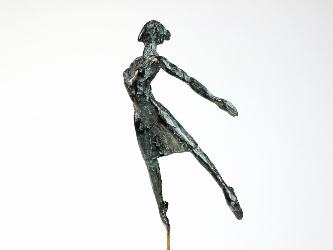 Danseuse Envolée is a bronze sculpture by contemporary artist Yann Guillon, dimensions are 25 cm × 10 cm × 5 cm (9.8 × 3.9 × 2 in). Height of the sculpture with the metal base: 45 cm (17.7 in). The sculpture is signed and numbered, it is part of a